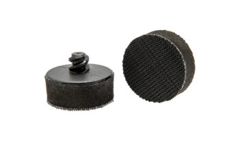 A product shot of 13257 showing one item flat on the ground showing the type r thread, the other with it's velcro base towards the camera.